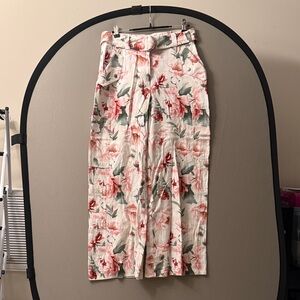 Express Floral Wide Leg Pants - Pink and Green